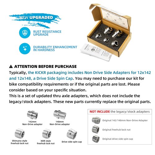 AGILLE KICKR Thru Axle Adapter Kit, Compatible with Wahoo KICKR CORE and KICKR V4 and Newer Models, 2025 Upgrade Stainless Steel Fit for WFKICKRTHRUAXLEKIT, More Durable and Rust Resistant