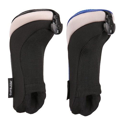 Golf Builder 2pcs/Set Golf Club Hybrid Head Covers Utility UT Cover with Interchangeable Number Tag (Black/Blue)