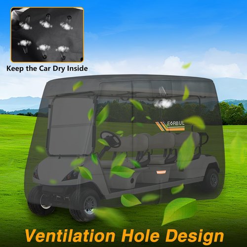 EVRBUL Golf Cart Cover, 420D Waterproof Golf Cart Covers with Three Zipper Doors Compatible with EZGO, Club Car 6/4+2 Passenger Golf Carts, Windproof Sunproof Dustproof Waterproof Golf Cart Cover