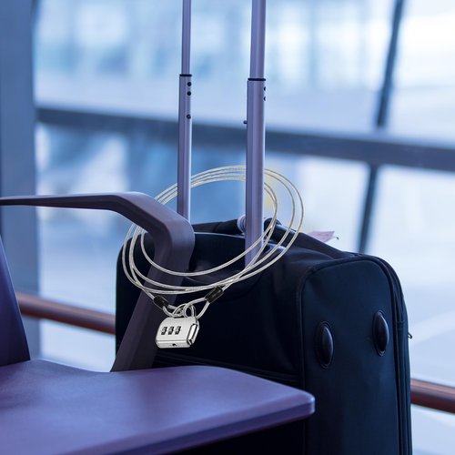 M METERXITY 5-Pack Security Cable Lock, 2FT 3mm PVC Coated Stainless Steel Luggage Lock Wire Rope with Double Loop for Travel/Gate/Bike, Cut-Resistant Braided Steel Cable [Black]