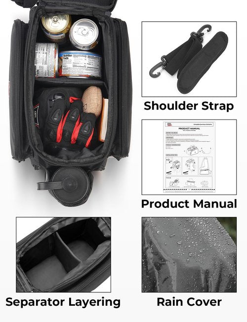 KEMIMOTO Bike Rear Rack Bag Bicycle Trunk Bag Expandable 10-20L Capacity Water Resistant Multifunctional Bicycle Pannier with Rain Cover Bike Saddle Bag for Rear Rack Shopping Commuter Cycling Trip
