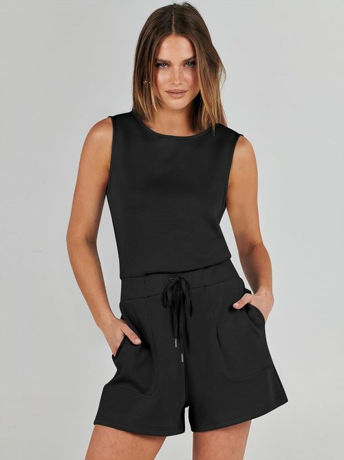 ANRABESS Women's Sleeveless Romper - Trendy Summer Jumpsuit for Beach Vacation | Casual One-Piece Outfit