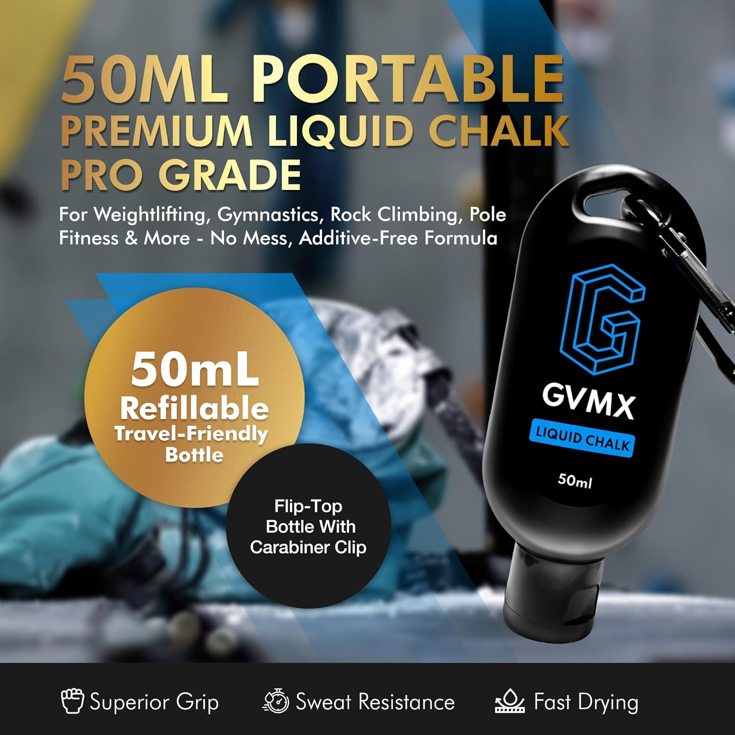 Superior Grip Liquid Chalk by [Brand Name] - Premium Mess-Free Gym Chalk for Weightlifting & Climbing | 50ML/100ML/400ML