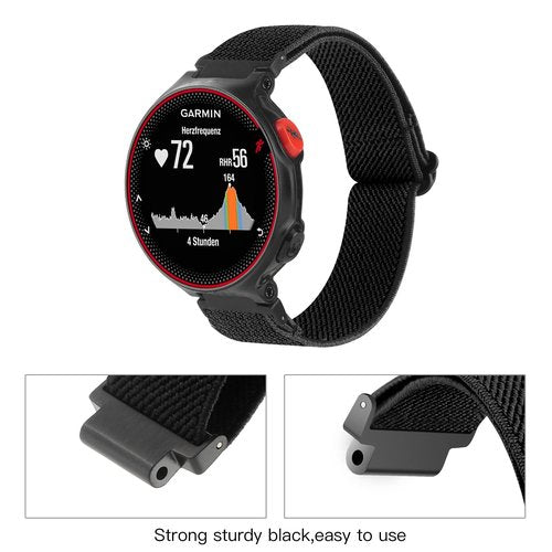 Adjustable Elastic Watch Band Compatible with Garmin Forerunner 235, Nylon Breathable Sports Replacement Wristbands for Forerunner 220/230/620/630/735XT/235Lite for Women Men, Black