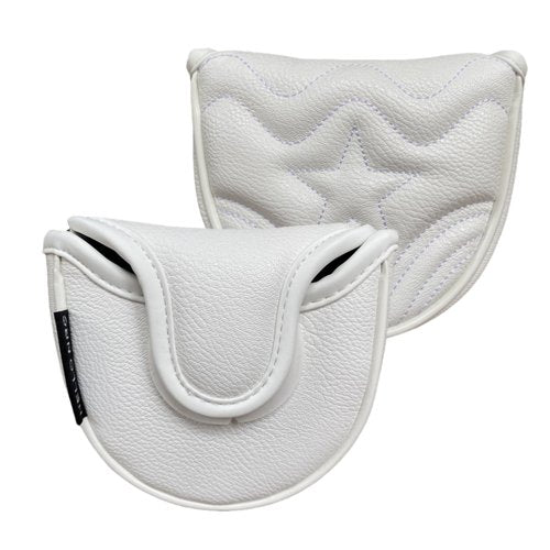 White Mallet Putter Cover Magnetic Golf Putter Head Cover Headcover, Premium PU Leather Golf Club Covers Mallet Putter Headcover, Great Gift for Men Golfer