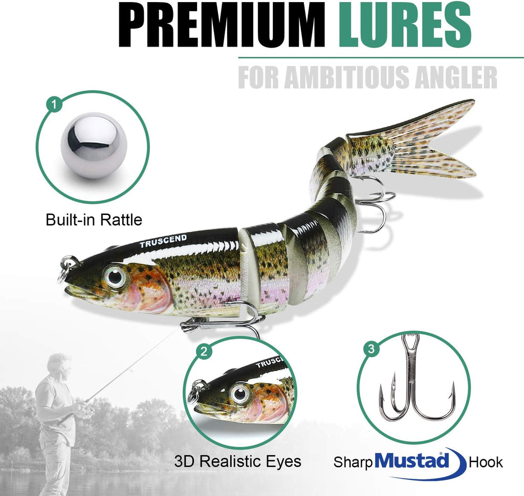 TRUSCEND Fishing Lures - Easy Catch Swimmax with BKK Hooks | Lifelike Vibrating Action for Bass, Trout, Walleye, Crappie
