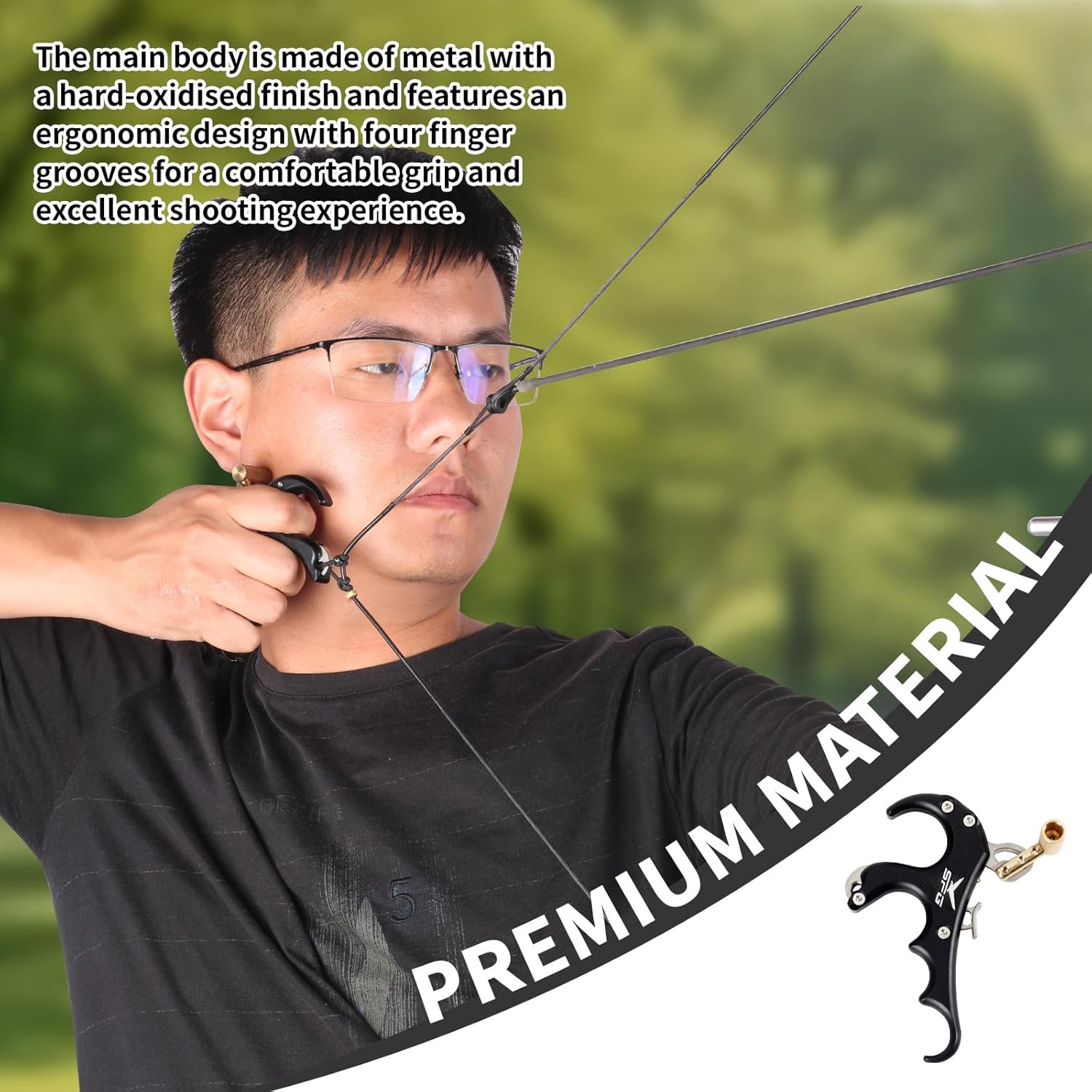 SPG Thumb Release for Compound Bow - Durable Aluminum Alloy 4-Finger Design | Anti-Slip Frosted Texture