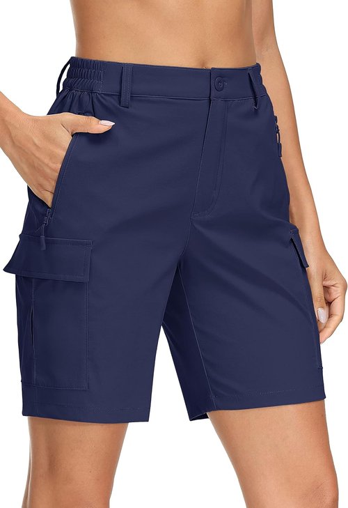 MAGCOMSEN Women's Quick-Dry Hiking Cargo Shorts - Lightweight & Trendy with 5 Pockets