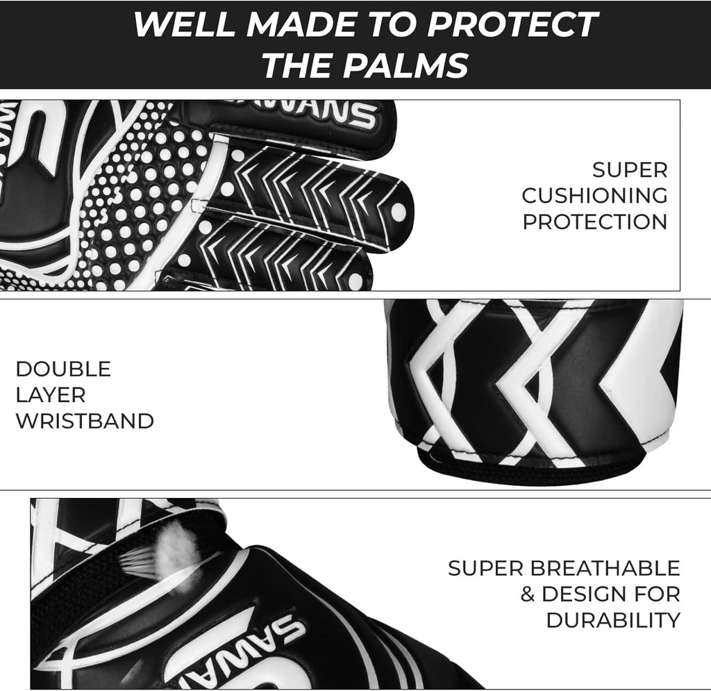 SAWANS Goalkeeper Gloves - Breathable Training Gear for Kids & Adults | Double Layer Grip Protection