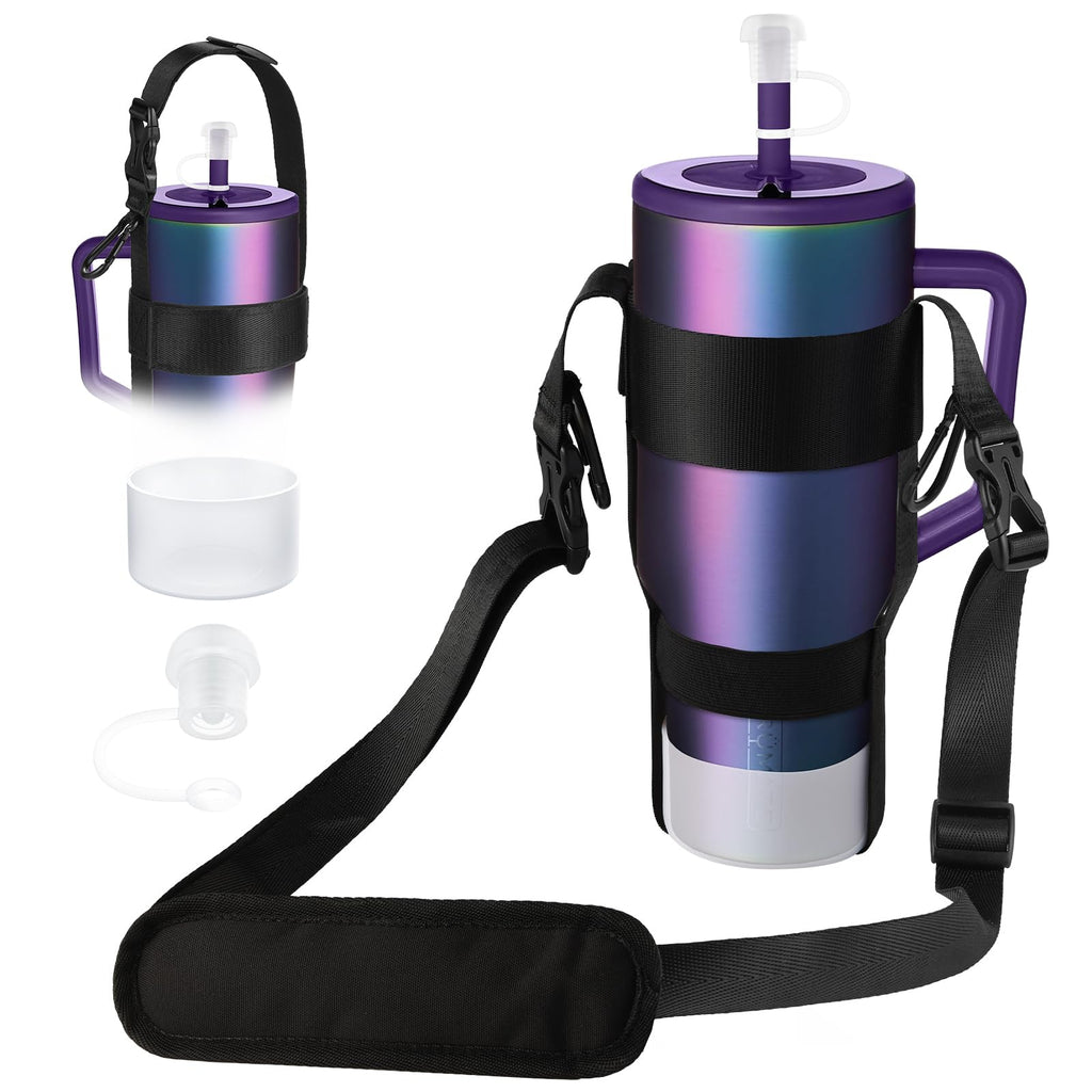 EasyAcc Water Bottle Holder Strap Sling, for Owala FreeSip 24 32 40 oz, Hydro Flask, Cirkul, Yeti, Stanley Flip, Universal Water Bottles, with Carabiner, for Walking Curise Travel (Bottle Excluded)