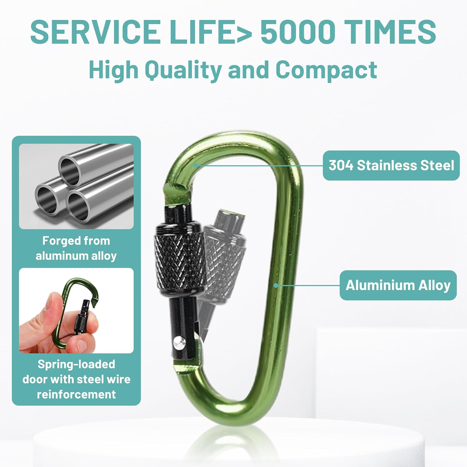 Skiennix Multi-Pack Aluminum Carabiner Clips - Ultra-Light Spring & Locking for Hiking, Outdoor Use