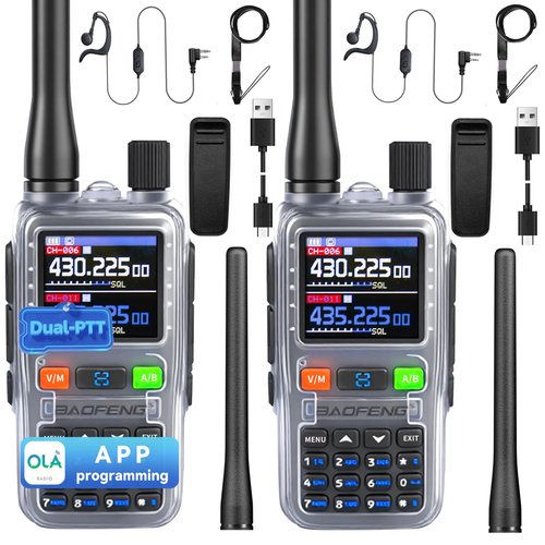 BAOFENG UV5RMINI Two Way Radio NOAA Weather Radio Dual PTT 999CH Survival Radio APP Programming Copy Frequency Ham Radio