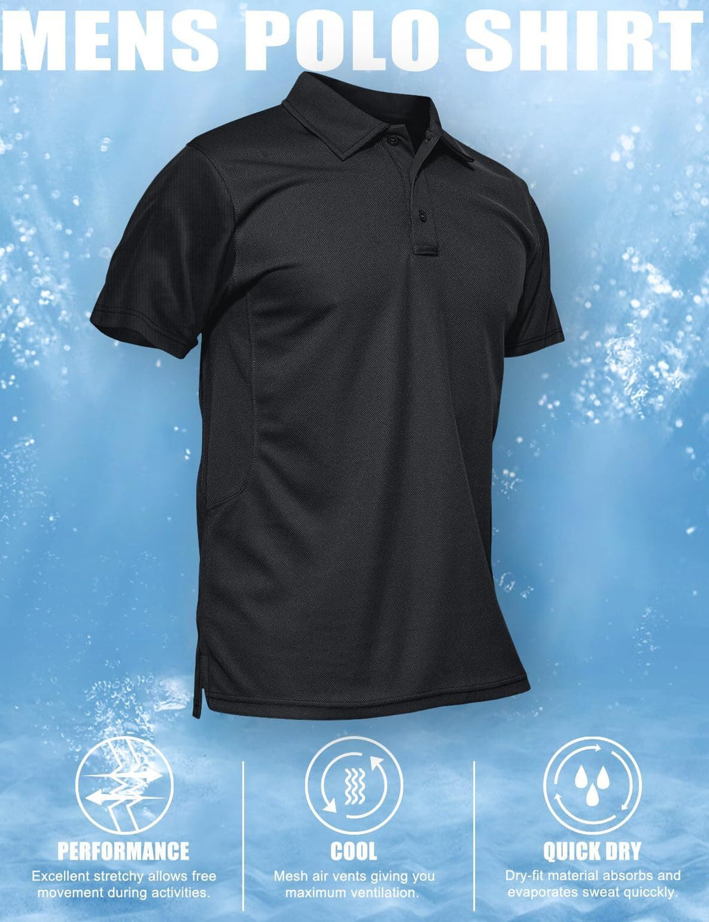 MAGCOMSEN Black Polo Shirts for Men Golf Shirts Pique Polo Shirts Short Sleeve Combat Shirt Tactical Shirt S