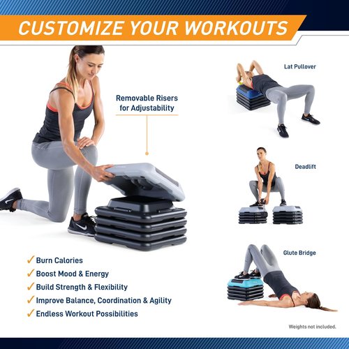 Circuit Fitness by Marcy Adjustable Height Aerobic Step Platform - Non-Slip Rubber Surface, 16x16 Inches