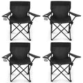 4 Pack Folding Camping Chairs for Adults,Foldable Portable Lawn Chairs with Carry Bag & Cup Holder, Compact Design for Camp,Beach, Picnics,and Fishing Supports 300LBS（Black）