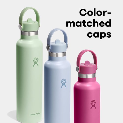 Hydro Flask Water Bottle - Insulated Stainless Steel - Leakproof Straw Lid | 24 Oz Trillium Pink