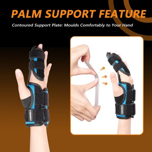 VIGORFIT 2 Finger Splint for Trigger Finger, Broken Fingers, Knuckle Sprains - Double Finger Support for Index, Middle, Ring Finger, Unisex Sizes, Right Hand, M