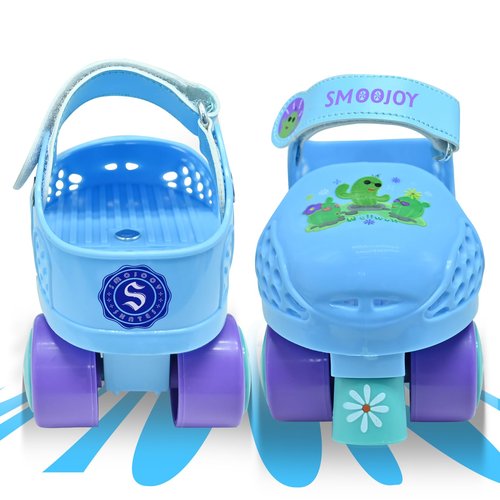 SMOOJOY Toddler Roller Skates for Kids Boys Girls Ages 2-5 Adjustable Quad Skates Outdoor Indoor for Beginner Durable Children's 4 Wheels Rollerskates