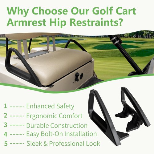HEOHOU Golf Cart Arm Rest Hip Restraint for Club Car DS 2000-up Gas & Electric, Driver and Passenger Side, OEM# 103246701 101987602 103246801 101985502, 1 Pair
