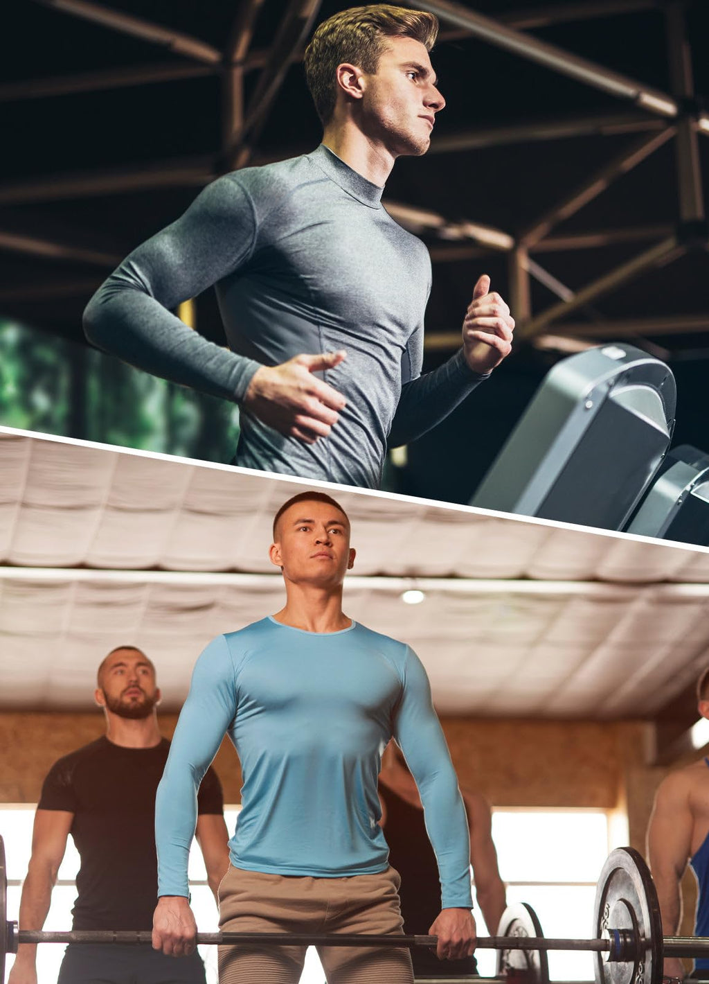 baleaf Men's Long Sleeve Running Shirts Workout Tops Quick Dry SPF Rash Guard Lightweight Hiking Sun Protection t Shirt Blue M