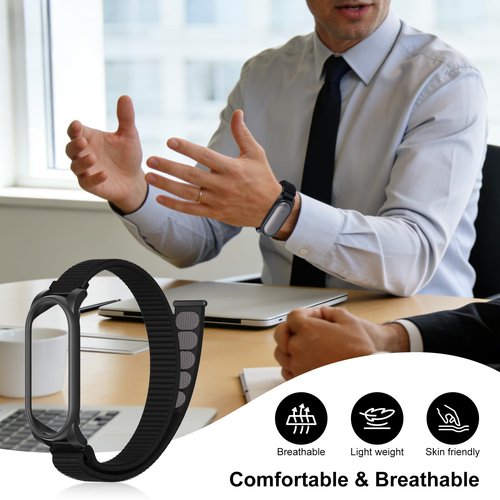 Hexasider Nylon Wristband + PC Frame Compatible with Plaud NotePin AI Recorder Band, Upgraded Soft Replacement Strap Case for PlaidNote Pin Accessories Women Men
