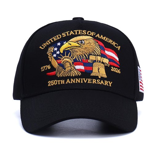 Zolquatra 250th Anniversary USA Hat - Adjustable Unisex Cap with 1776-2026 Embroidery for Men and Women(Black)