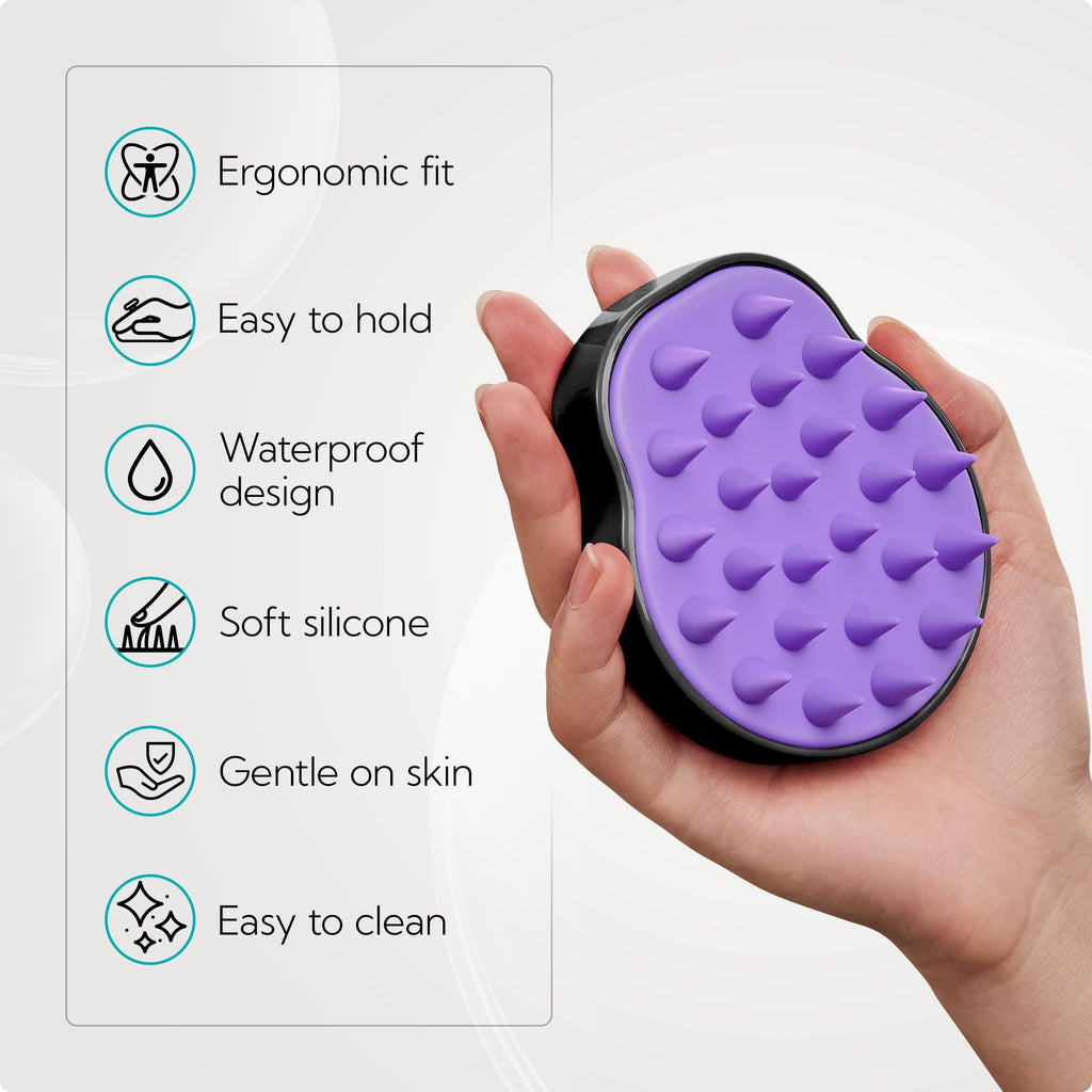 HEETA Hair Scalp Massager Shampoo Brush 2 Pack, Soft Silicone Bristles to Remove Dandruff, Waterproof Hair Scrubber for Both Wet Dry Use, Suitable for Men & Women (Green & Black)