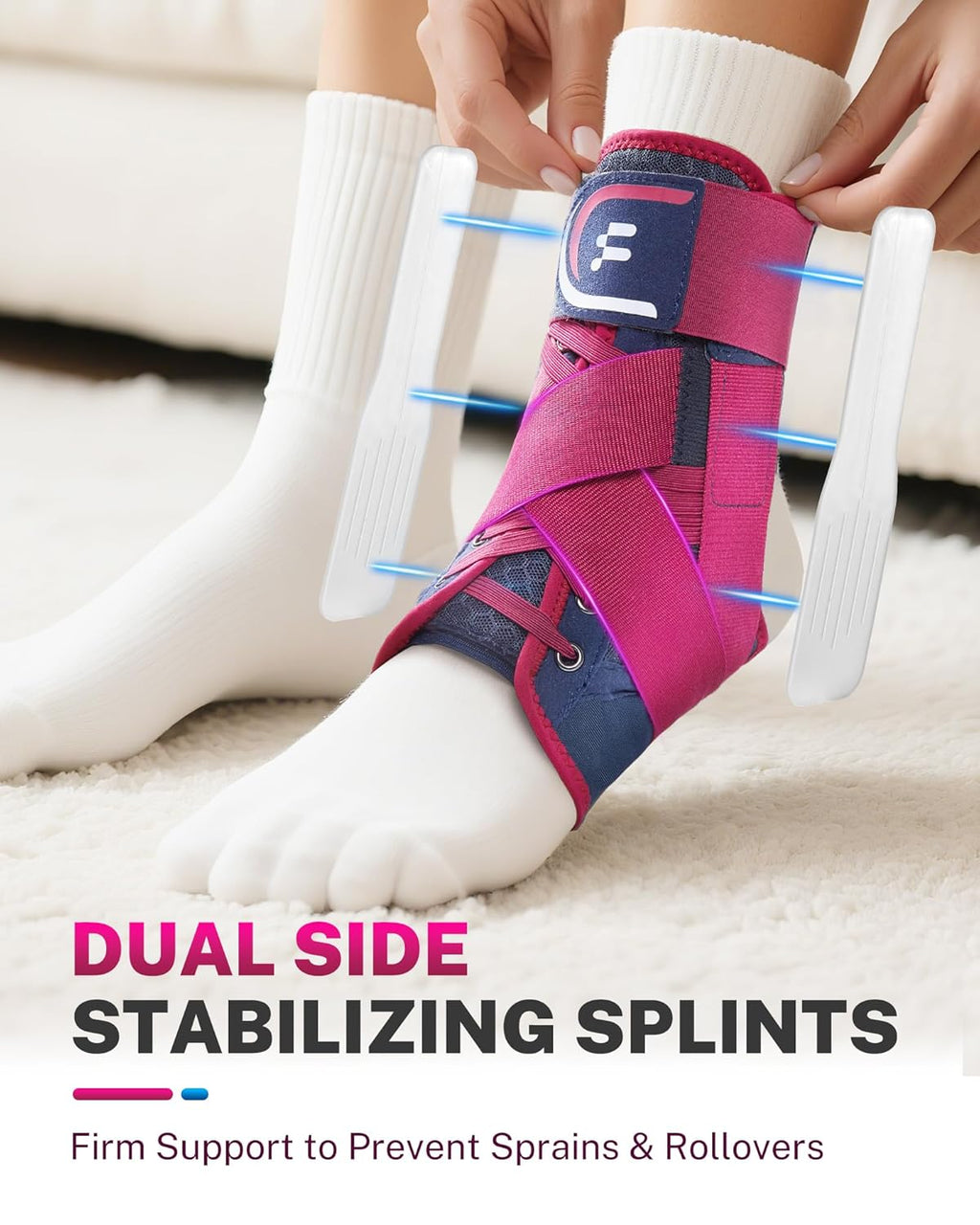 Skiennix Ankle Brace - Adjustable Figure 8 Compression Support for Achilles Tendonitis & Sprains | Size M