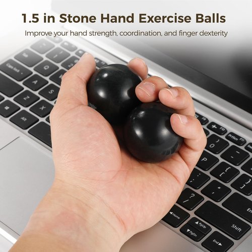 OMISTAR 2 PCS Brass Exercise Balls, Brass Hand Exercise Balls, Baoding Balls, Metal Practice Handballs, 1.5 Inches Balls with Drawstring Carry Pouch, Hand Grip Fitness Balls, Hand Massager Balls