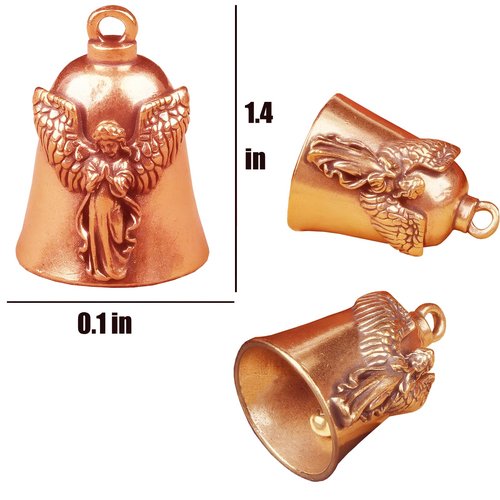 Solid Brass Guardian Angel Motorcycle Bell with Angel Praying Wings Design for Biker Ride Safe Good Luck & Protection – Gremlin Bell Keychain Gift for Riders Men Women