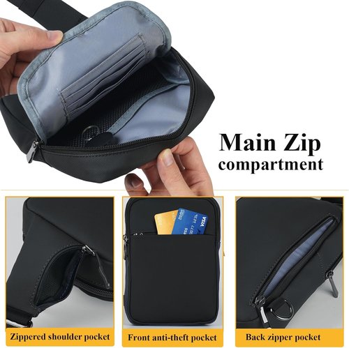BROADREAM Mini Sling Bag - Waterproof RFID Crossbody Backpack for Men & Women | Ideal for Hiking & Travel