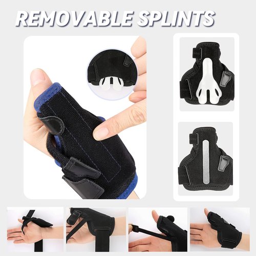Hamshine New Upgraded 2 in 1 Thumb Brace, Removable Thumb Spica Splint Left Right Hand with 3 Level Stability, Reversible Thumb Support for CMC, De Quervain's Tendonitis, Trigger Thumb, Medium (Black)