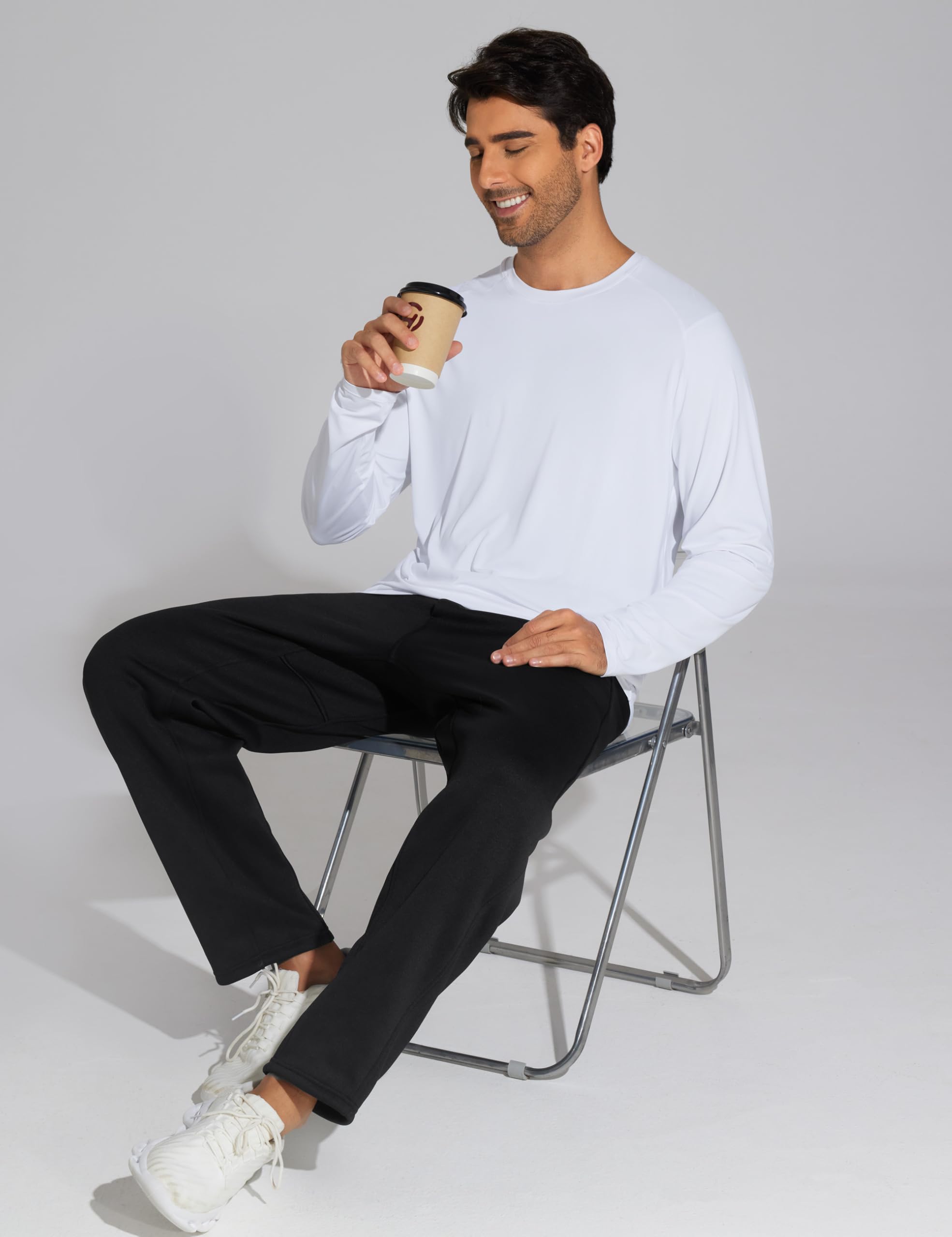 THE GYM PEOPLE Men's Baggy Sweatpants Fleece Drawstring Straight Leg Open Bottom Workout Pants with Pockets Black