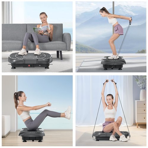 Bigzzia Vibration Plate Exercise Machine for Weight Loss – 100-Speed Platform with Remote & Resistance Bands, 450 lbs Capacity – Quiet Full Body Workout for Lymphatic Drainage at Home