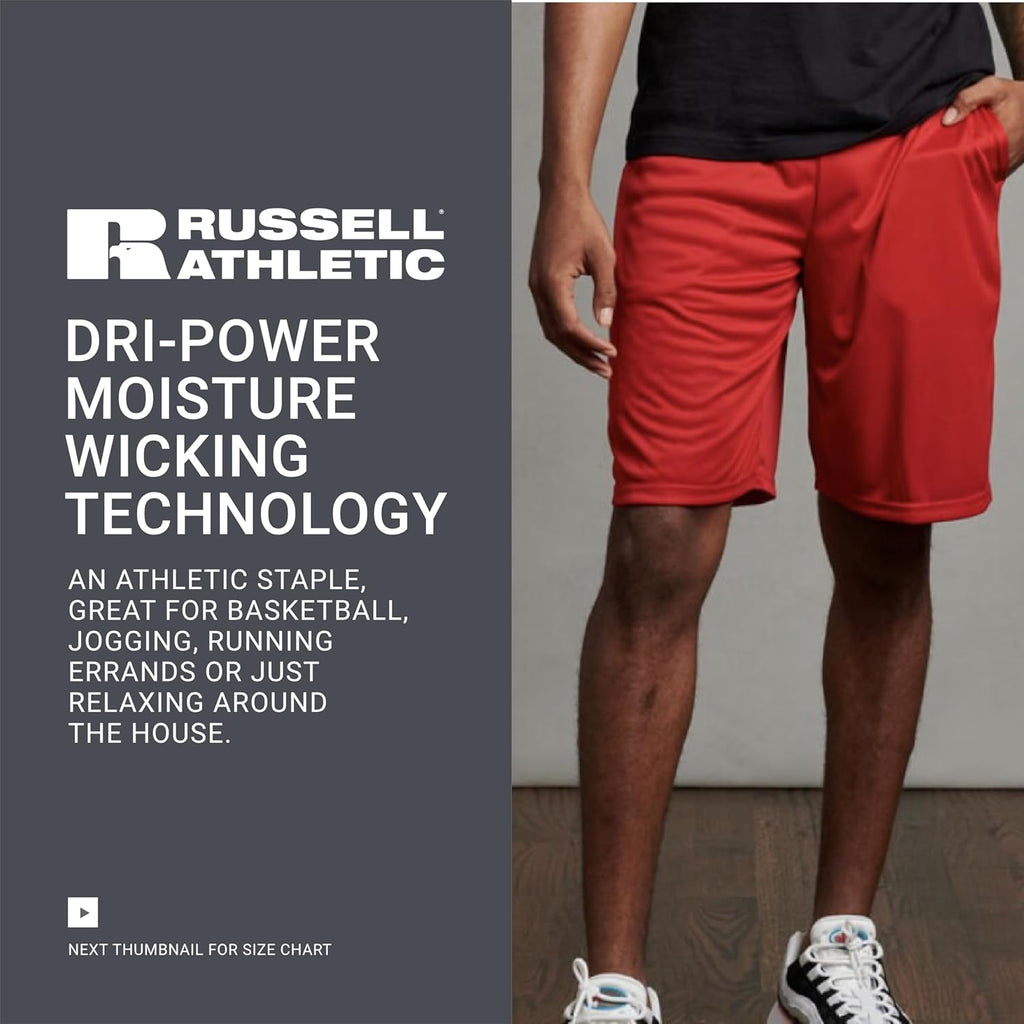 Russell Athletics Men's Dri Power Performance Shorts - Comfortable Workout Shorts with Pocket