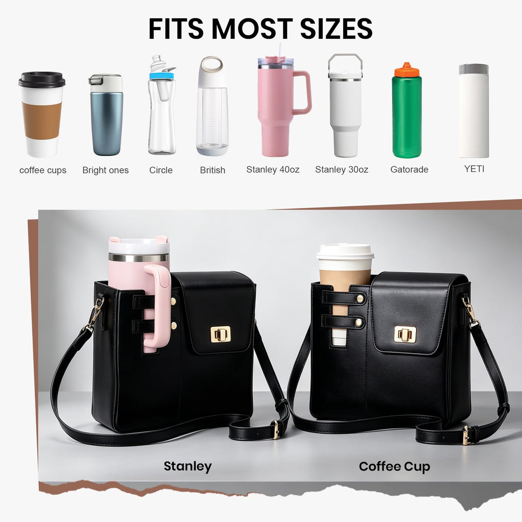 Stanley Purse Cup Holder for 40oz - Portable Crossbody Tumbler Bag with Adjustable Strap, Water Bottle Carrier for Outdoor Travel