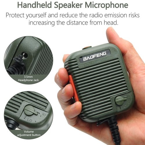 BAOFENG AR-152 Tactical Speaker Mic Shoulder Microphone Volume Adjustable Military Grade Handheld Speaker UV-5R UV-82 BF-888S RETEVIS TYT Pxton BTECH Kenwood Radios