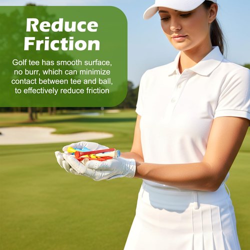 Caeuiciw 500 Pcs Wood Golf Tees Bulk 3-1/4 Inch Unbreakable Long Colored Tall Golf Tees for Men Women Kids Balls Game