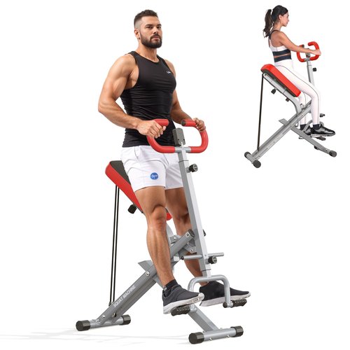 SogesHome Squat Machines Rowing Machine, Foldable & Full Body Exercise Workout Equipment, Row and Ride Squat Machine 330 LBS Weight Capacity, Glute Trainer Machine (Red)