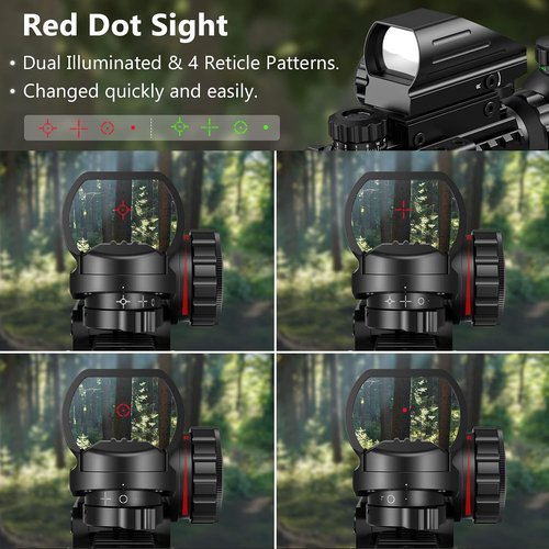 MidTen 3-9x32 Scope Combo - Dual Illuminated Optics with Holographic Red/Green Dot Sight & Laser Rangefinder