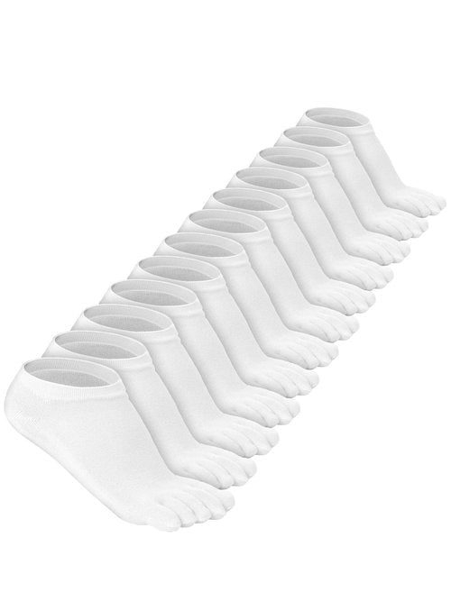 Bencailor 6/12/32Pairs Women Toe Socks Five Toe Cotton Socks Ankle Sock with Toes Separated for Women Men Athletic Running(6 Pairs,White,8-11)