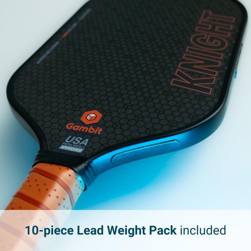 Gambit Knight Pickleball Paddle – USA Pickleball Approved – T700 Raw Carbon Fiber, 16 mm Thermoformed Unibody, Foam-Injected Edge – High Spin & Control – Adjustable Weight Kit + Neoprene Cover