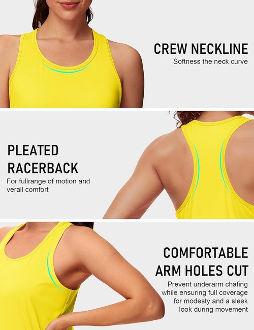 MAGCOMSEN Women's Workout Tank Tops - 2 Pack Racerback Quick-Dry Athletic Yoga Shirts | SPF 80+ Sleeveless