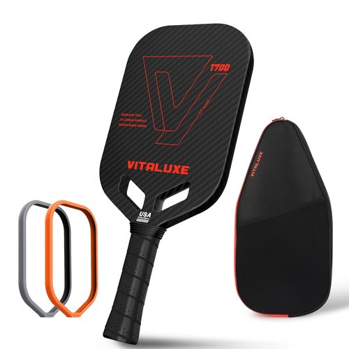 VITALUXE T700 Raw Carbon Fiber Pickleball Paddle, Edgeless 3K Carbon Fiber Surface, Lightweight with Thermoformed Aerodynamic Design with Paddle Edge Guard Tape and Cover