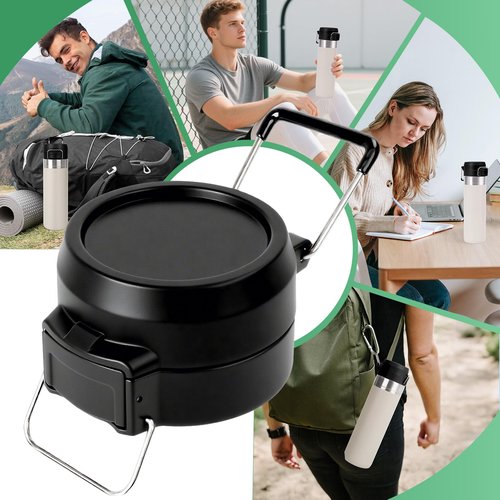 2Pcs Lid Replacement for Stanley Quick Flip GO, Cover Cap for Stanley Quick 24oz/36oz, BPA-Free Push Button, Leakproof Flip GO Lid with Carry Loop for Travel/Sports, No Spill Reuse Top, Gray Black