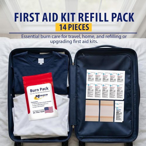 MFASCO First Aid Kit - Comprehensive Burn Care Refill Pack for Emergency Preparedness