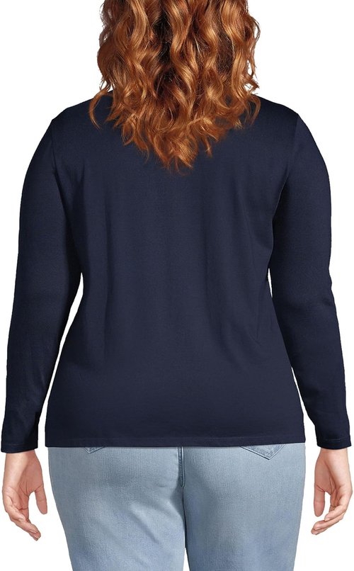 Lands' End Women's Supima Cotton Long Sleeve Crew Neck T-Shirt - Relaxed Fit, American-Grown