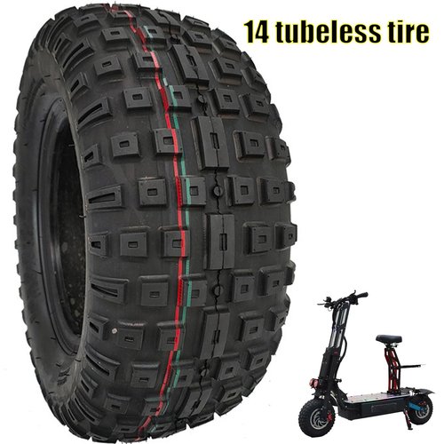 14 Inch Electric Scooter Tire 14x5.0-6.5 Off Road Fat,130/70-6.5 Tubeless Antiskid Off Road Tire Anti-Skid Replacement Tire For E-Scooter, Atv, Go Kart Compatible with Toursor Scooter