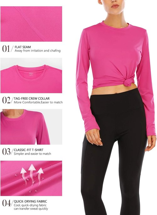 Isnowood Women's UPF 50+ Sun Protection Long Sleeve Rash Guard | Athletic Swim Shirt for Hiking & Running
