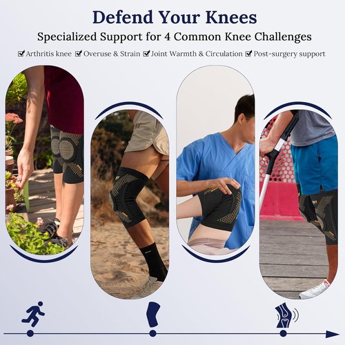 JIUFENTIAN Copper Knee Braces - Professional Arthritis Pain Relief with Side Stabilizers | Medium Compression Sleeves